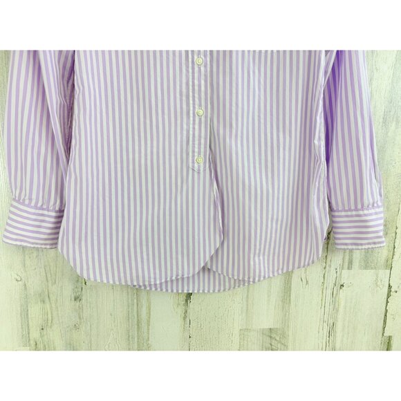 Ann Mashburn Boyfriend Shirt Sz M Lavender White Stripe Button Down - Picture 7 of 16